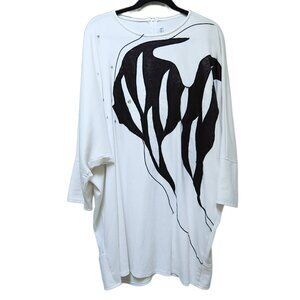 1980s Vintage Oversized Batwing Top – Avant Garde Fish Stud Design– Tunic Shirt